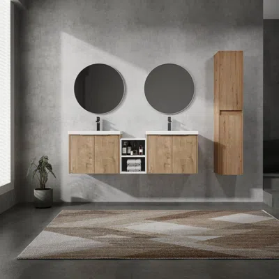 Streamdale Furniture Streamdale 60" Wall-mounted Bathroom Vanity With Sink And Storage