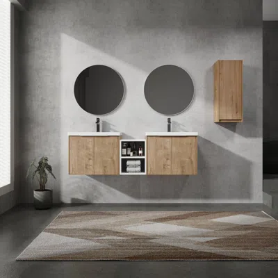 Streamdale Furniture Streamdale 60" Wall-mounted Bathroom Vanity With Sink And Storage