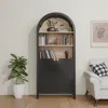 Streamdale Furniture Streamdale 61" Arched Bookcase With Door - Black