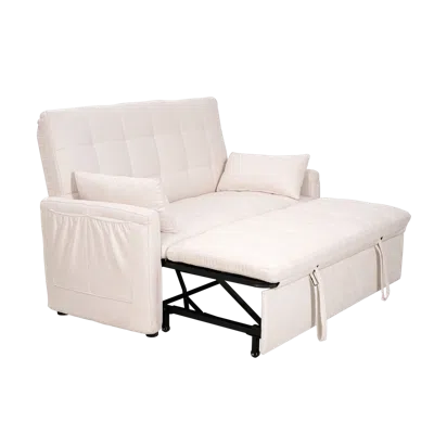Streamdale Furniture Streamdale 61" Fabric Sofa Bed With Storage Pockets & Adjustable Back