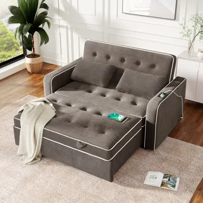Streamdale Furniture Streamdale 61.4" Sleeper Sofa Bed With Usb & Pillows
