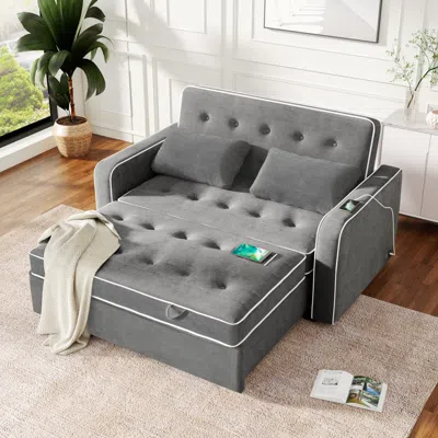 Streamdale Furniture Streamdale 61.4" Sleeper Sofa Bed With Usb & Pillows