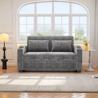 Streamdale Furniture Streamdale 61.6" Pull Out Sofa Bed Loveseat With Usb & Cup Holders