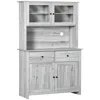 Streamdale Furniture Streamdale 63" Ash Grey Kitchen Buffet With Hutch