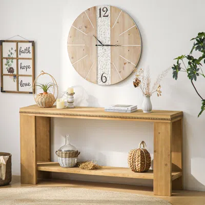 Streamdale Furniture Streamdale 63" Boho Console Table - Rustic Farmhouse Sofa/entry Table In Brown