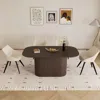 Streamdale Furniture Streamdale 63" Brown Dining Table & 4 Black Metal Leg Chairs