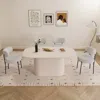 Streamdale Furniture Streamdale 63" Cream Dining Table & 4 Cushioned Chairs