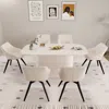 Streamdale Furniture Streamdale 63" Cream Dining Table & 6 Black Chairs