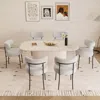 Streamdale Furniture Streamdale 63" Cream Dining Table & 6 Cushioned Chairs