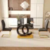 Streamdale Furniture Streamdale 63" Glass Dining Set: Table & 4 Black Chairs, Gold Legs