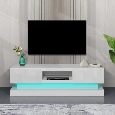 Streamdale Furniture Streamdale 63 Inch Modern Tv Stand With Led Lights