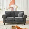 Streamdale Furniture Streamdale 63" Modern 2-seater Chenille Sofa, Rolled Arms, Nailhead Trim, Gray In Gray