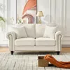 Streamdale Furniture Streamdale 63" Modern Chenille Sofa - Rolled Arms, Nailhead Trim - Beige In Neutral