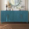 Streamdale Furniture Streamdale 63" Navy Blue Storage Cabinet With Carved Doors & Adjustable Shelves