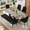 Streamdale Furniture Streamdale 63" Pandora Sintered Stone Dining Table Set With 4 Chairs And 1 Bench