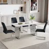 Streamdale Furniture Streamdale 63" Snow Mountain Stone Dining Table Set (4 Pu Chairs)