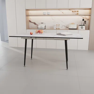 Streamdale Furniture Streamdale 63" Square Mdf Dining Table, White Marble Pattern