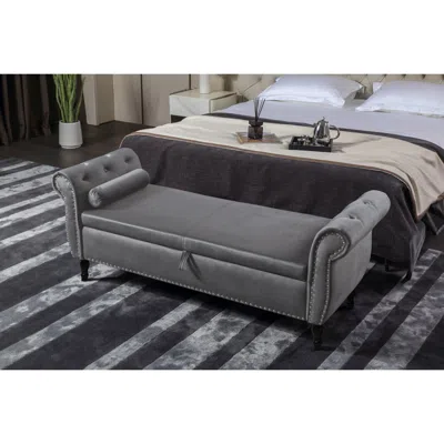 Streamdale Furniture Streamdale 63" Velvet Multifunction Sofa Stool