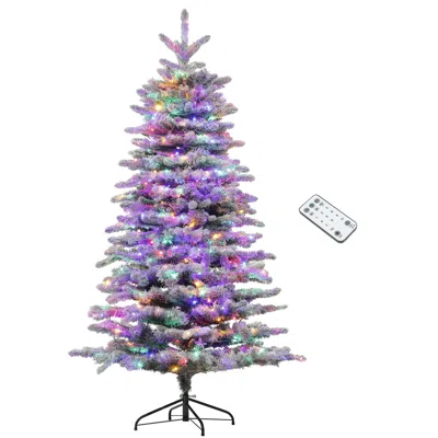 Streamdale Furniture Streamdale 6.5 Ft Pre-lit Snow Flocked Mountain Pine Artificial Christmas Tree With 400 Led Lights In Purple