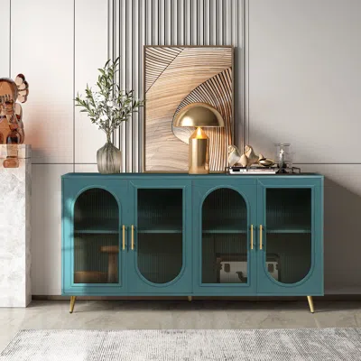 Streamdale Furniture Streamdale 65+ Inch Wood Tv Stand With Storage Cabinet & Shelves In Green