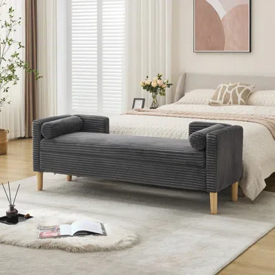 Streamdale Furniture Streamdale 65.35" Upholstered Flip-top Storage Bed Bench With Armrests And Bolster Pillows