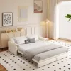 Streamdale Furniture Streamdale 66" Queen Pull Out Sleeper Sofa Bed With Side Storage - Velvet In White