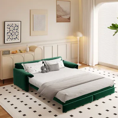 Streamdale Furniture Streamdale 66" Queen Pull Out Sofa Bed With Storage, 3-in-1 Convertible Velvet Loveseat Sleeper