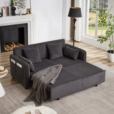 Streamdale Furniture Streamdale 66" Sleeper Sofa Bed - 3-in-1 Adjustable Pullout With Pillows In Black