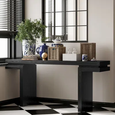 Streamdale Furniture Streamdale 66" Wide Wood Console Table - Sofa/entryway - Black