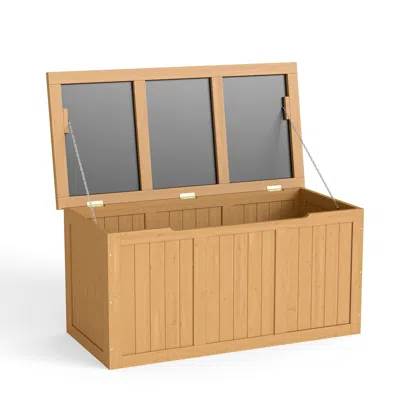 Streamdale Furniture Streamdale 67 Gallon Wooden Deck Box - Outdoor Storage, Seat & Table Top