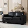 Streamdale Furniture Streamdale 67.7" Modern Faux Leather Loveseat With Cup Holder & Storage - Black