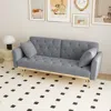 Streamdale Furniture Streamdale 68.3" Gray Velvet Nail Head Sofa Bed With Throw Pillow And Midfoot