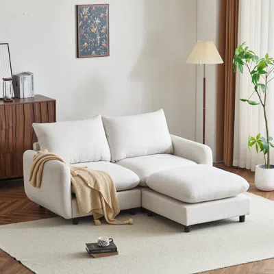 Streamdale Furniture Streamdale 69" 3-piece L-shaped Modular Sectional Sofa With Ottoman In White