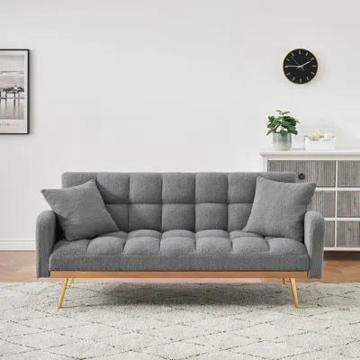 Streamdale Furniture Streamdale 69" Gray Sofa Bed With Adjustable Teddy Sofa