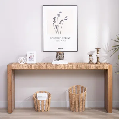 Streamdale Furniture Streamdale 69" Natural Seagrass Console Table - Handwoven Top With Engineered Wood Frame In Brown