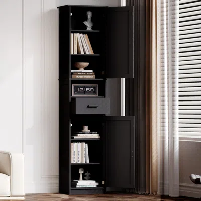 Streamdale Furniture Streamdale 69" Tall Bathroom Storage Cabinet With Barn Doors & Drawer (black)