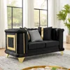 Streamdale Furniture Streamdale 69" Velvet Loveseat Sofa, Gold Trim, Tufted, Pillows, Black