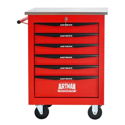 Streamdale Furniture Streamdale 6-drawer Rolling Tool Cart With Stainless Steel Top - Red/black