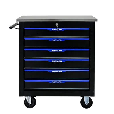 Streamdale Furniture Streamdale 6-drawer Rolling Tool Chest Cart With Stainless Steel Top & Lock