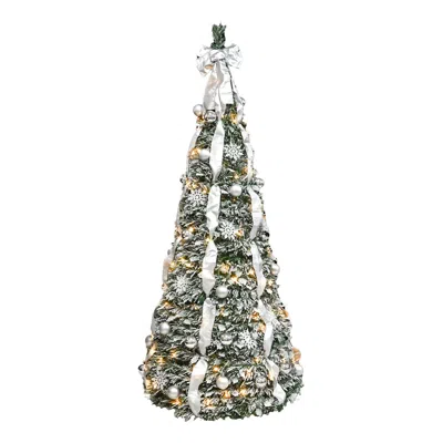 Streamdale Furniture Streamdale 6ft Flocked Pop-up Christmas Tree With 150 Warm White Lights & Ornaments