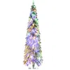 Streamdale Furniture Streamdale 6ft Prelit Snow Flocked Pencil Christmas Tree W/ 250 Warm White/colorful Led Lights In Multi