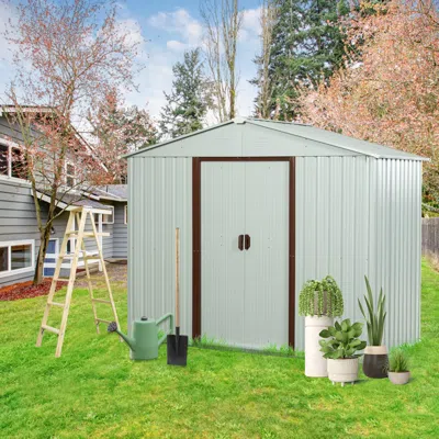 Streamdale Furniture Streamdale 8ft X 4ft Outdoor Metal Storage Shed White Yx48