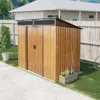 Streamdale Furniture Streamdale 6ft X 5ft Outdoor Metal Storage With Transparent Plate And Foundation For Backyard Garden