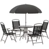 Streamdale Furniture Streamdale 6pc Patio Dining Set With Umbrella For 4 Table, Chairs & Glass In Black