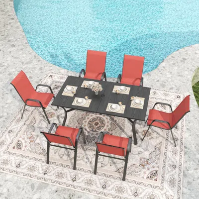 Streamdale Furniture Streamdale 6-piece Outdoor Dining Chair Set, Ergonomic Metal Frame, 350 Lbs Capacity