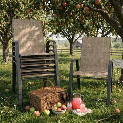 Streamdale Furniture Streamdale 6-piece Outdoor Dining Chair Set, Ergonomic Metal Frame, 350 Lbs Capacity