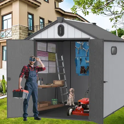 Streamdale Furniture Streamdale 6x8ft Plastic Tool Shed Durable Storage For Outdoor & Garden Needs
