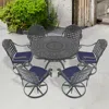 Streamdale Furniture Streamdale 7-pc Cast Aluminum Dining Set, 6 Swivel Chairs, 47" Round Table, Black Frame