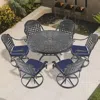 Streamdale Furniture Streamdale 7-piece Set Of All-weather Cast Aluminum Dining Furniture Set With Black Frame