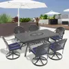 Streamdale Furniture Streamdale 7-piece Set Of All-weather Cast Aluminum Dining Furniture Set With Black Frame